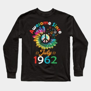 Funny Birthday Quote, Awesome Since July 1962, Retro Birthday Long Sleeve T-Shirt